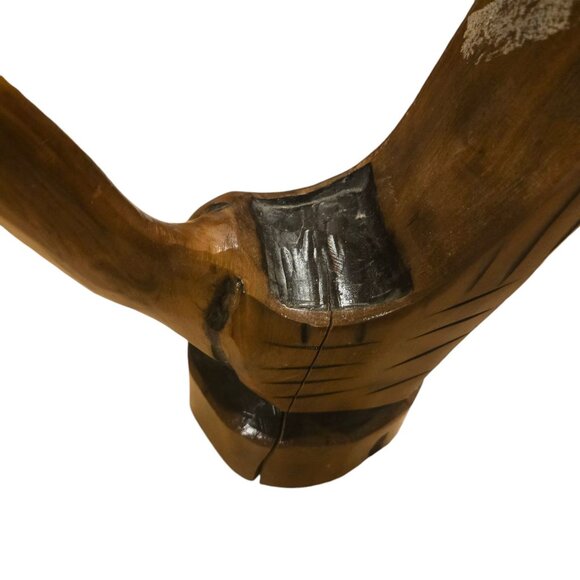 Hand Carved Wooden Crane Bird Sculpture 15 Inch AS IS Folk Art - Picture 13 of 16